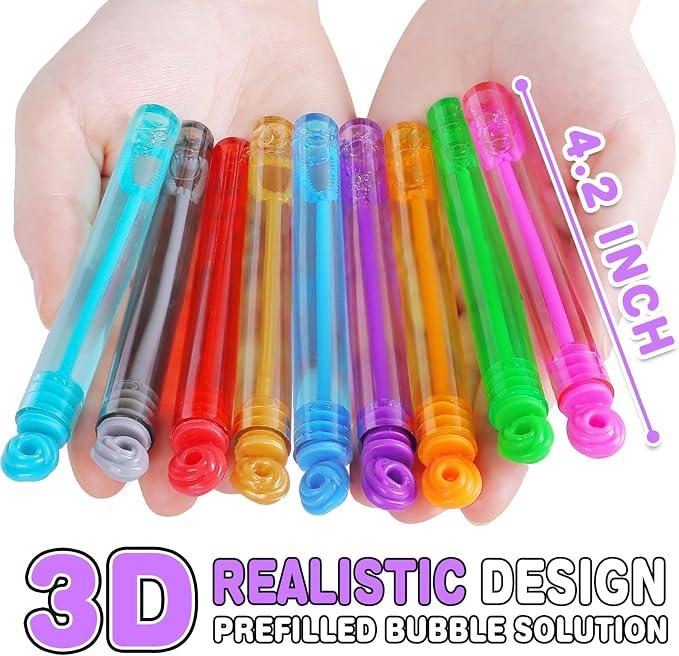 Birthday Party Favors Toys for Kids Child, 300 Pcs 20 Colors Mini Bubble Wands Assortment, Christmas Stuffers, Wedding Celebration,Thanksgiving New Year, Bath Time, Summer Outdoor Gifts for Girls Boys