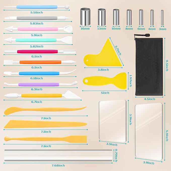 Amrules Clay Tools Kit, 25 PCS Polymer Pottery Tools Set for Beginner, Adults, Pottery Craft, Carving, Drawing, Molding, Modeling, Trimming, Shaping
