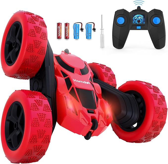 Hamdol RC Stunt Car for Kids Ages 6–12, 360° Rotating Remote Control Car with LED Lights, 4WD Electric Toy Vehicle, USB Rechargeable, Perfect Birthday, Holiday for Boys & Girls