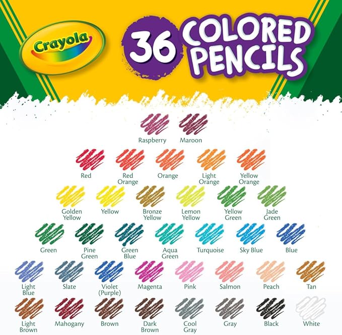 Crayola Colored Pencils (36ct), Kids Pencil Set, Pre-Sharpened Coloring Book Pencils for Kids & Adults, Arts & Crafts Supplies, Ages 3+ (Pack of 12)