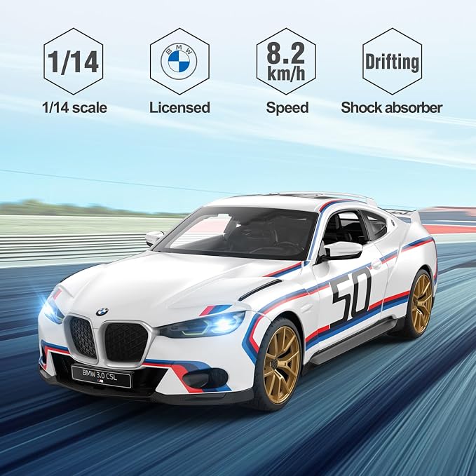 RASTAR BMW RC Car 1/14 BMW 3.0 CSL RC Car BMW Remote Control Toy Car for Kids, White 2.4G