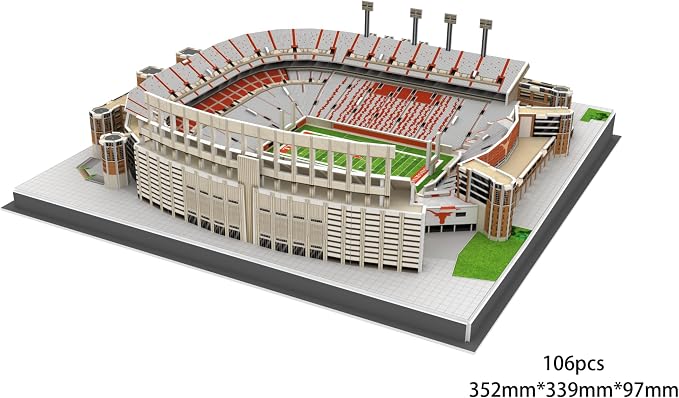 Pro-Lion 3D Jigsaw Puzzle of Darrell K Royal–Texas Memorial Stadium -104 Pieces | Home of Texas Longhorns | NCAA Football Gifts for Age 7+
