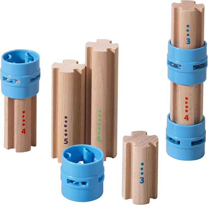HABA Ball Track Columns Expansion 10 Piece Set - Elevate Your Kullerbu Ball Track Adventure - STEM Toys & Marble Run Building Sets for Kids Ages 2-6