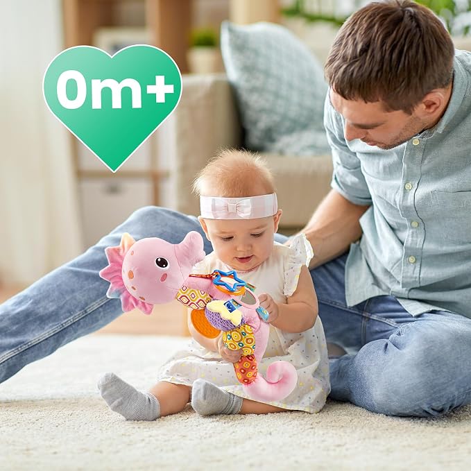 LIGHTDESIRE Baby Toys Sensory Musical Seahorse Soft Plush Stuffed Animals | Infant Toys with Teething Crinkle & Rattles for Newborn 0-3-6-12 Months Tummy Time Toys for Boys Girls Birthday Shower Gifts