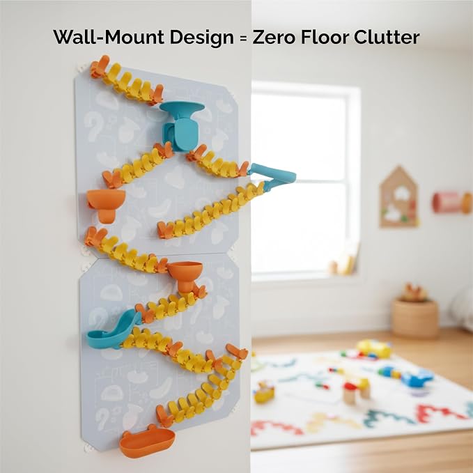 Oribel VertiPlay Magnetic Marble Run | Explorer Set STEM Toy | Creative Free Play Construction Kit for Kids | Works on Fridges; Lockers & Metal Surfaces (90 Pcs)