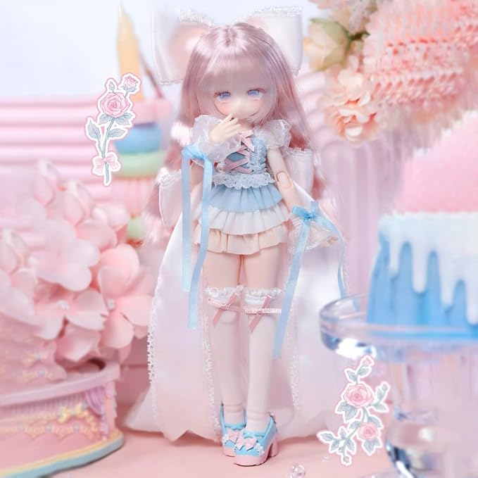 BJD Dolls 1/8 BJD Doll 9" Ball Jointed Doll Dress Up Dolls Collectible Figures Collection Gift Toys for Party Birthday Ages 15 and Up PVC & ABS Costume Included Collectible Figure, Late Spring