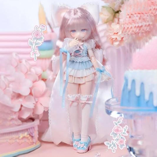 BJD Dolls 1/8 BJD Doll 9" Ball Jointed Doll Dress Up Dolls Collectible Figures Collection Gift Toys for Party Birthday Ages 15 and Up PVC & ABS Costume Included Collectible Figure, Late Spring