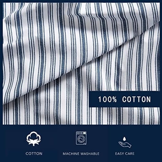 Nautica - Twin Size Sheet Set, Crisp & Tailored Cooling Sheets with a Smooth Cotton Percale Lightweight Feel - Bed Sheets with Matching Pillowcase & Fitted Sheet (Coleridge Stripe Blue)