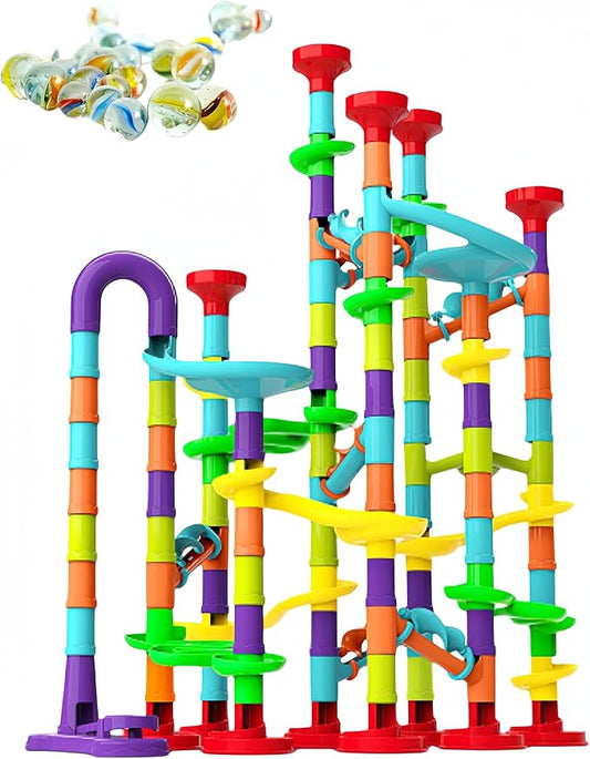 Toys for Boys 4-6 - Marble Runs 3D Maze Game DIY Educational Toys for Kids 5-7 Birthday Gift,Track Pipe Building Blocks Mini Glass Marbles for Kids,Toys for 3+ Year Old Boys Christmas (142PIECES)