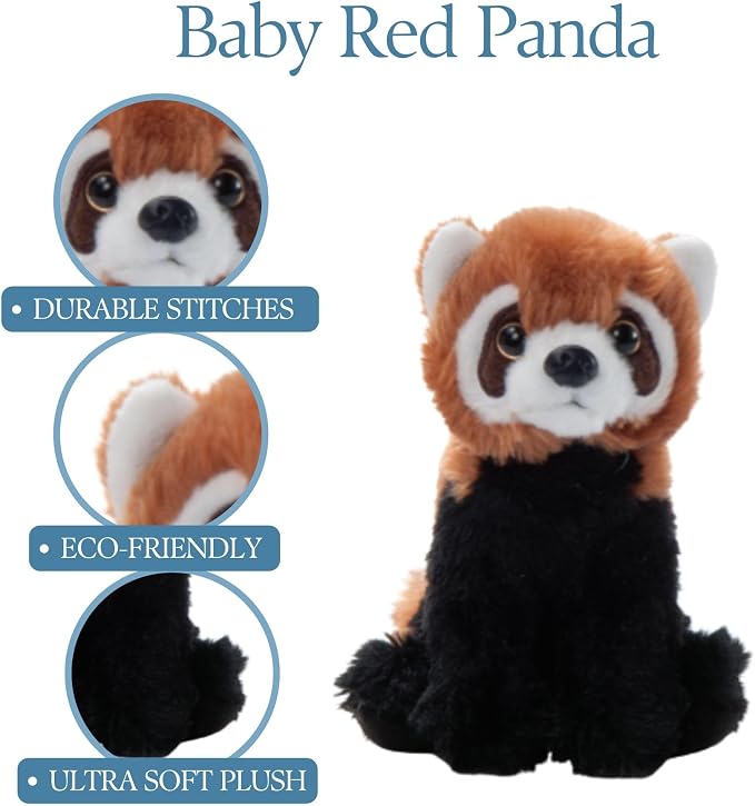 The Petting Zoo Red Panda Stuffed Animal Plushie, Gifts for Kids, Wild Onez Babiez Zoo Animals, Red Panda Plush Toy 6 inches