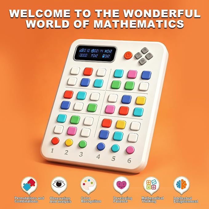 Smart Color Sudoku Console,Handheld Travel Logic Game–500 Screen‑Free Challenges,Quiet Brain Teaser for Kids/Adults/Seniors,Car Rides&Indoor Recess-Color Guidance,Adjustable Voice Prompts