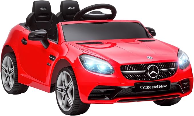 Aosom Mercedes SLC 300 Licensed 12V Ride On Car for Kids with Remote Control, 2 Speeds, Battery Powered Kids Electric Car with Music, Lights, Suspension for 3-6 Years Old, Red