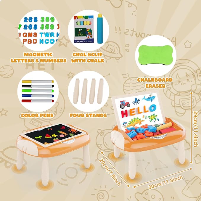 Cokzer Toys for 1-2 Year Old, Toddler Toy with Magnetic Letters and Numbers, Learning and Educational Toys for 1 2 Year Old, Birthday (Creamy Orange)