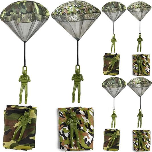 ROYHOO 6PCS Army Camo Parachute Toys Hand Throwing Kids Outdoor Games Toys ，Army Men Action Figures Tangle Free Throwing Toy Parachute Outside Gifts for Kids Ages 3-16