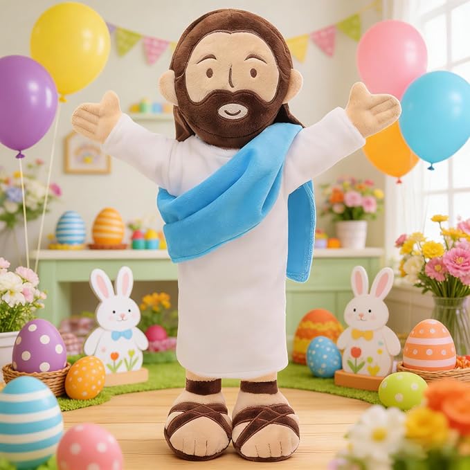Yelakey 13" Jesus Plush, Jesus Stuffed Doll Plushie for Easter Christmas Church (Brown)