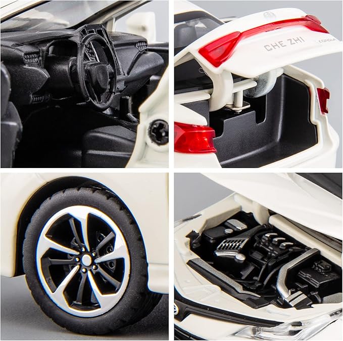 BDTCTK Compatible for 1:32 Corolla Model Car, Zinc Alloy Pull Back Toy Car with Sound and Light for Kids Boy Girl White