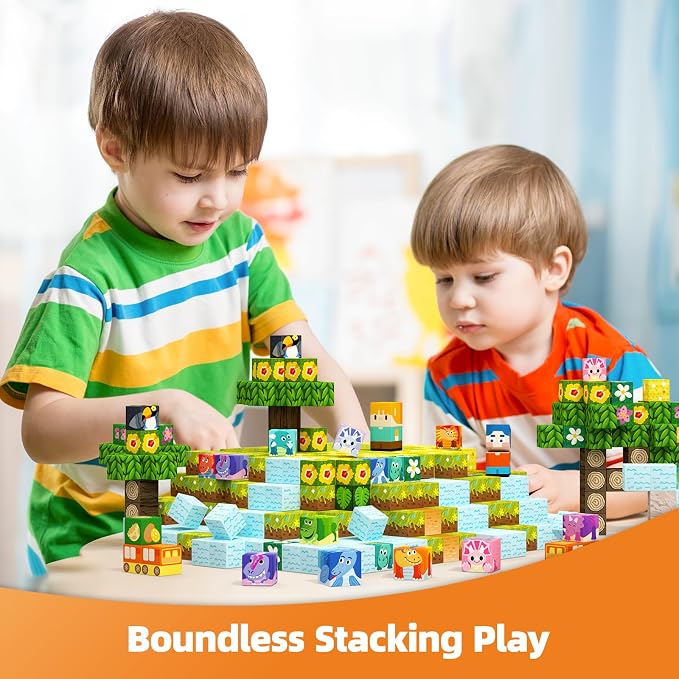 GobiDex 240PCS Magnetic Blocks Playset, Dinosaur STEM Educational Building Toys, Sensory Pretend Play Gift for Boys and Girls