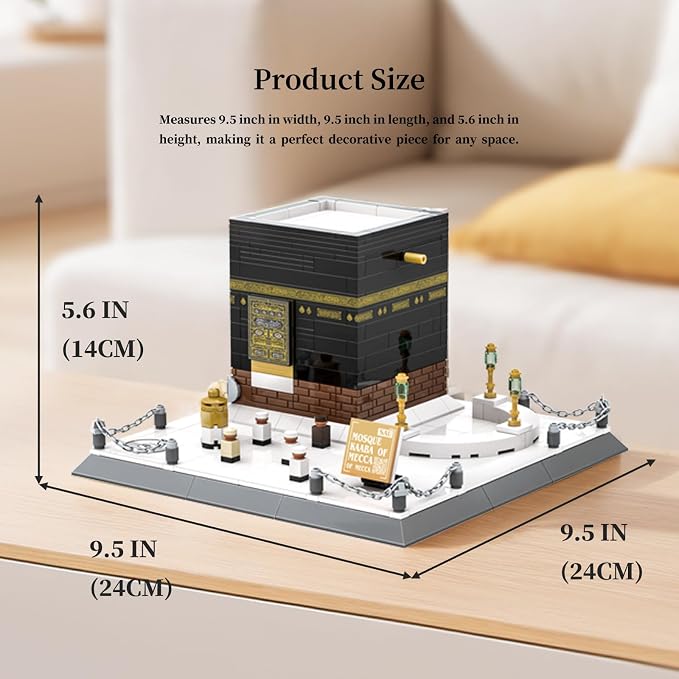 Mecca Kaaba Building Blocks 446 Pcs Holy Mosque Architecture Model Islamic Gift for Ramadan & Eid Educational Muslim Toy for Adults Teens Home Decor Souvenir with Display Base