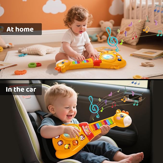 Toys for 1 2 Year Old Boy and Girl Birthday Gift: Baby Musical Guitar Piano | Marstone Educational Toddler Toys for Babies Ages 12 to 18 Months with Animal Sounds & Lights, First Holiday Present