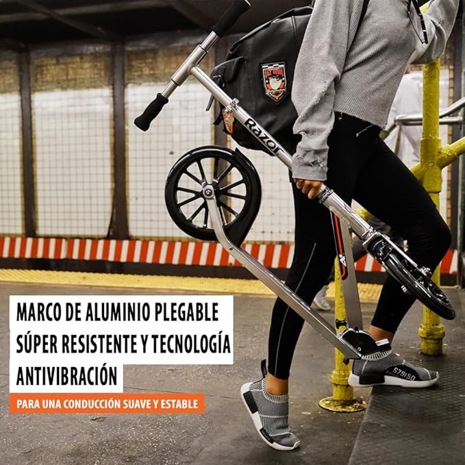 Razor A6 Kick Scooter for Kids Ages 8+ - Extra-Tall Handlebars & Longer Deck, 10" Urethane Wheels, Aluminum Frame, Anti-Rattle Technology, for Riders Up to 220 lbs