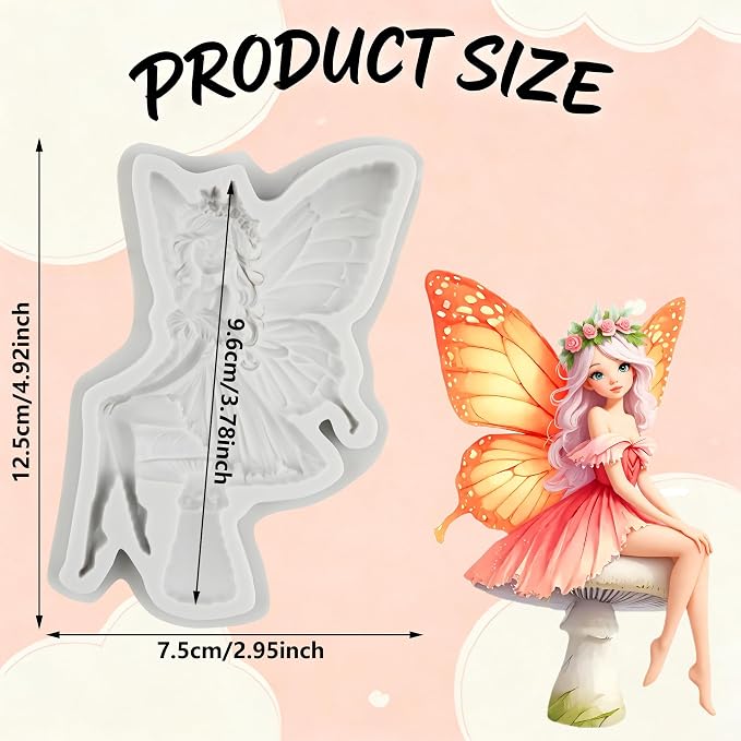 Flower Fairy Polymer Clay Molds Butterfly Fairy Mushroom Silicone Mold for DIY Crafts Epoxy Resin Casting Polymer Clay Tools Craft Air Dry Jewelry Making