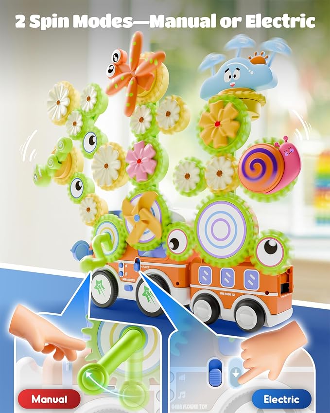 LIGHTDESIRE Toddler Toys Montessori Musical Train Set Gear Building Toys | Creative STEM Toys for 3 4 5 6 Years,Lights Electric Rotating Gear Learning Toys,Birthday Gifts for Toddler Boy Girl,Upgraded