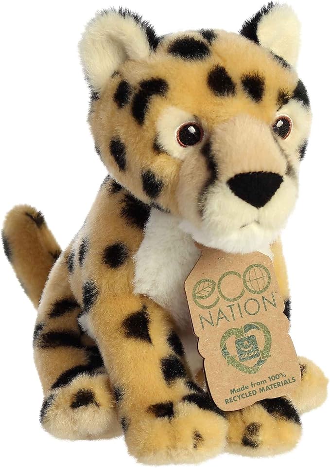 Aurora® Responsibly Made Eco Nation™ Cheetah Stuffed Animal - Ideal for Playtime Adventures - Perfect for Birthdays or Just Because - Gold 8 Inches