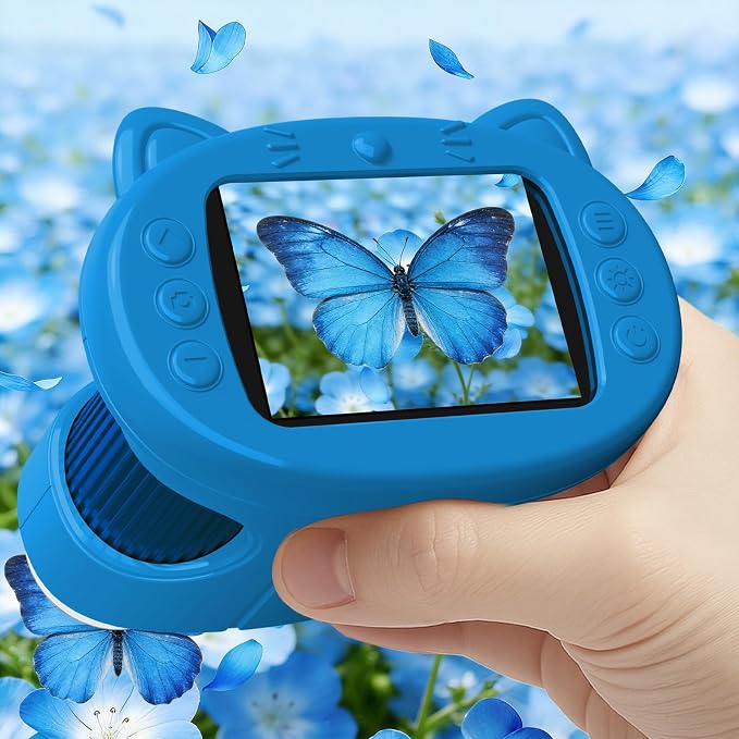 Handheld Digital Mini Microscope for Kids: 1000X 4K Portable Pocket 2.4" Screen Microscopes Toys STEM Electronic Learning Educational Science Kit 8-12 Birthday Gift 4 5 6 7 Year Old Boy Girl (Blue)