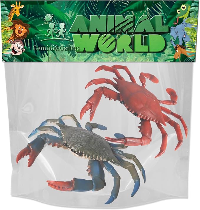 Gemini&Genius 2Pcs Crabs Marine Animal World Sea Animal Action Figure Ocean Model Toy Educational, Role Play, Cake Toppers, Swimming Toys, Bath Toys, Christmas Stocking Stuffers for Kids