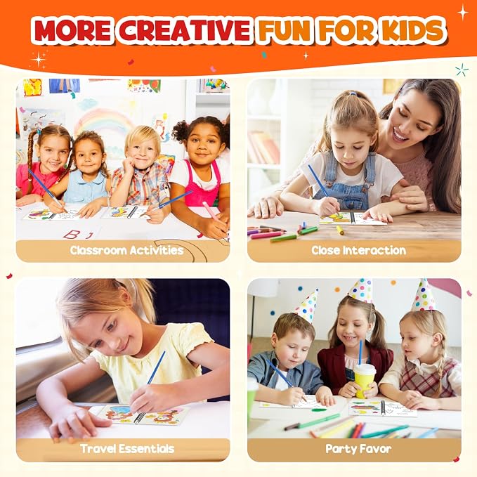 ZMLM 32 Water Coloring Books for Kids Party Favors Ages 4-8 - Bulk Birthday Gifts, Goodie Bag Stuffers, Mini Arts and Crafts Coloring Books for Kids, Classroom Prizes for Boys and Girls
