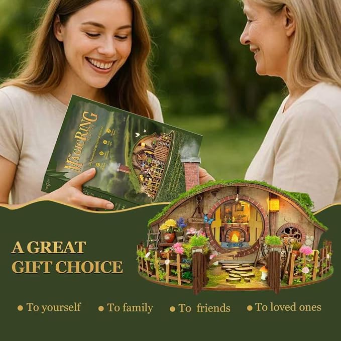 DIY Miniature House Kit - Forest-Themed Dollhouse Kit | Blind Box Design, Stress-Relief Craft, 3D Wooden Puzzles for Adults & Teen- The Magic Ring House (SQ-59)