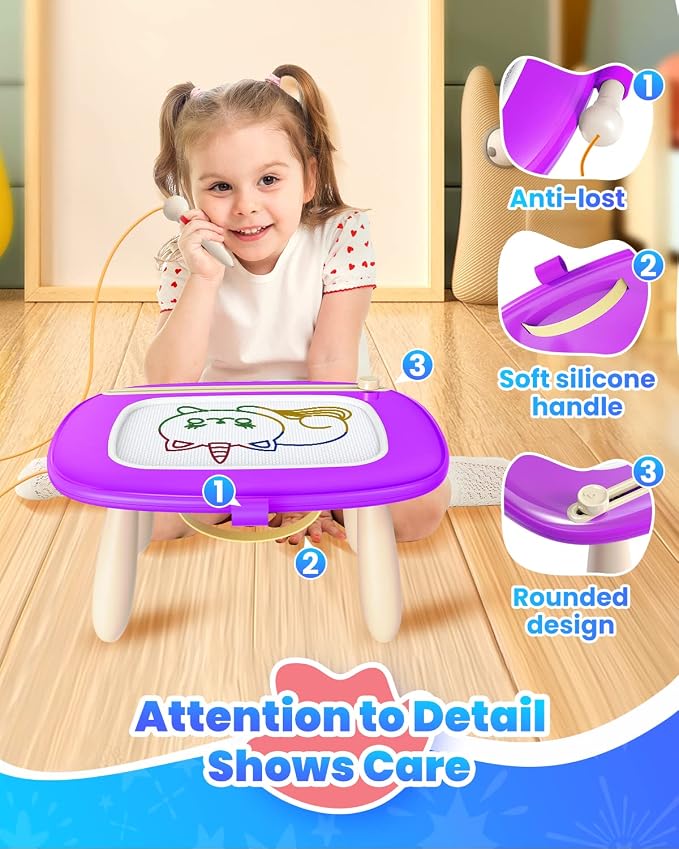 Seimome Doodle Board for Toddler Toys Age 1-3, Magnetic Writing Board, Preschool Learning and Educational Toys for 1 2 3 Years Old Girl Boy Gift for Birthday- Purple