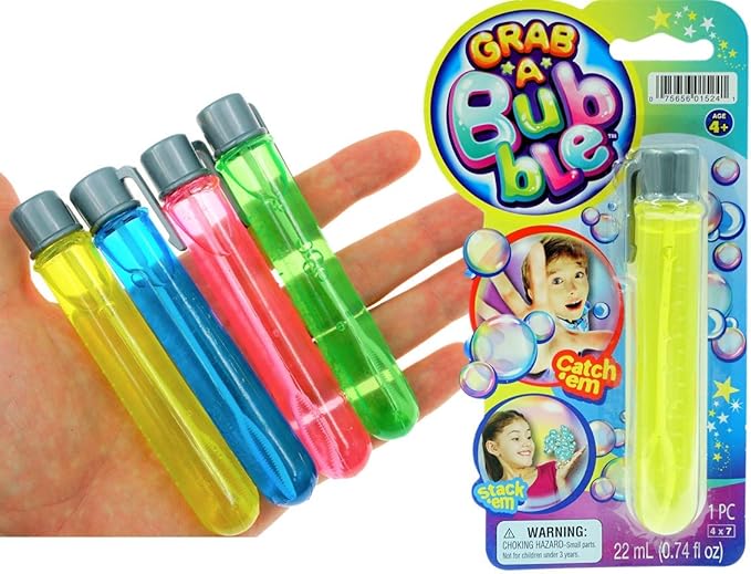 JA-RU Grab a Bubble-Touchable Mini Bubbles Wand Toy (1 Unit Assorted Colors) Outdoor Summer Toy Entertainment for Kids. Party Favor, Birthday Party Easter Basket Stuffers Bulk Bubbles. 1524-1A