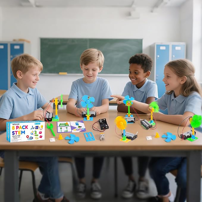 Bulk STEM Kits - 8 Set Electrical Fans, Girls Boys Crafts Science Kits for Kids Age 8-12, STEM Toys for Boys 6-8 8 10 12 13 Classroom, Engineering Activities Experiments Projects Circuit Sunmmer Toys
