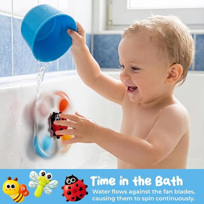 Baby Insect Suction Cup Spinner Travel Toys for Kids Ages 1-3, Fidget Spinner Toys for 1 Year Old Boy Girl 12 Months, Sensory Bath Toy for Toddlers Infants Birthday Gifts