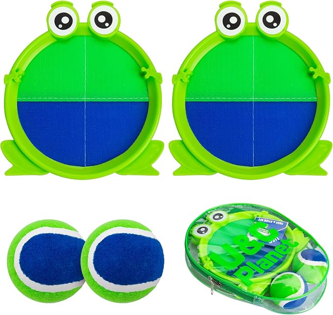 Toss and Catch Ball Game Set, Upgraded Sticky Paddle Ball Set for Kids & Toddlers, Sturdy & Water-Resistant Outdoor Backyard Beach Pool Toy, Birthday Gift for Boys Girls Ages 3-12