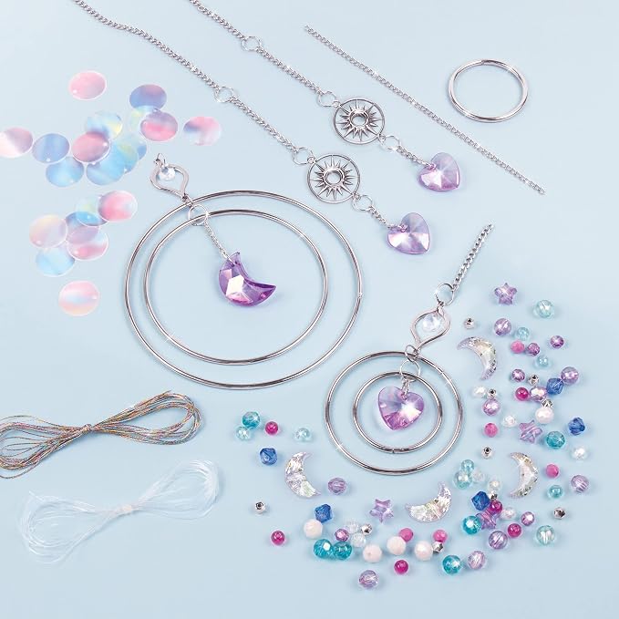 Make It Real: DIY Crystal Suncatcher - Silver, Purple & Soft Hues, Craft Your Own Beautiful Suncatcher, 139 Pieces Included, All-in-1 DIY Kit, Bedroom Décor, Tweens & Girls, Arts & Crafts, Ages 8+
