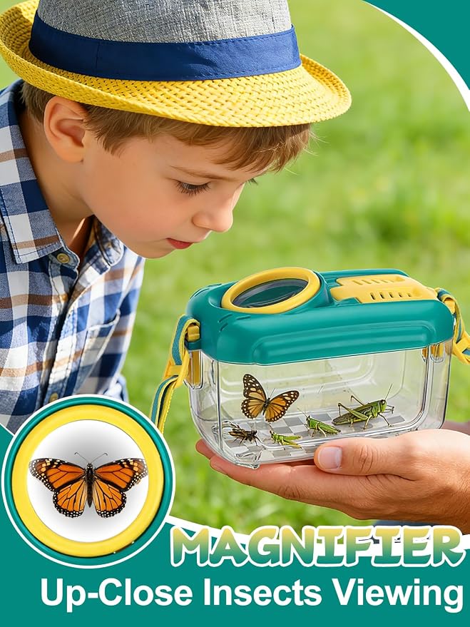 2Sets Bug Catcher for Kids - Sturdy Kids Bug Catching Kit Gifts with Collector Butterfly Net Tweezer, Bugs Habitat Outdoor Explorer Kit for Age 3 4 5 6 7 8, 8Pcs, Pink & Blue