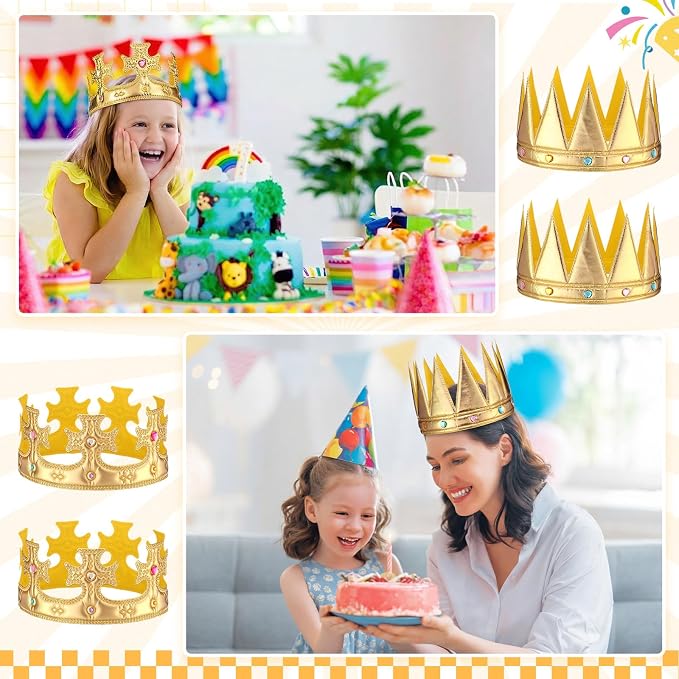 Yaomiao 22 pack DIY Crowns Set Include 12 Pcs Foam Princess Crowns and 10 Pcs Diamond Sticker for Kids