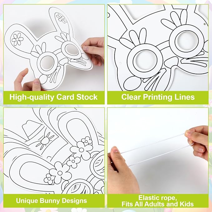 36 Set Easter Mask Crafts Bunny Coloring Masks Easter Activities DIY Arts and Crafts Spring Bunny Games Blank Masquerade Mask Animal Paper Rabbit Mask For Birthday Party School Classroom Home Favor