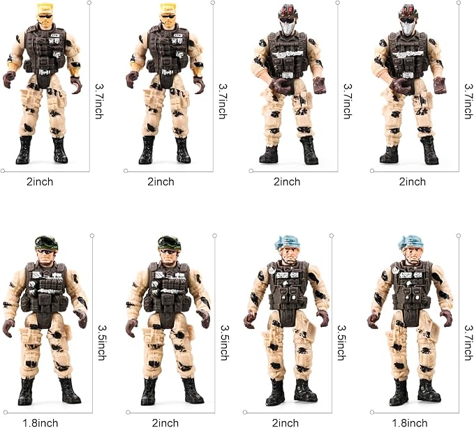 56-in-1 Army Men Toys for Boys 4-7 6-8 8-12, Military Truck/Helicopter/Kayak Boat/Motorcycle/Army Men Action Figures/Weapon Gears, Army Toys for Boys Kids Birthday Gifts Party Favors