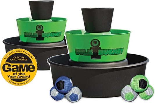 BULZiBUCKET Game by Water Sports - Beach, Tailgate, Camping, Yard, and Pool Games- Indoor/ Outdoor Kids Toys - Pool Accessories Perfect for Family Game Night (Green/Black)
