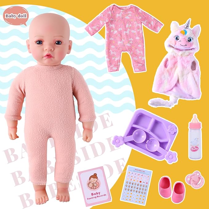 BABESIDE Baby Dolls, 17inch Large Realistic Cute Soft Body Baby Doll Real Life Baby Dolls with Accessories for 3+ Year Old Girls Gifts, Pretend Play, Collection