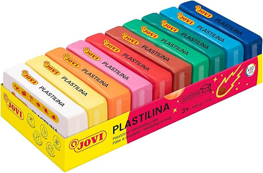 Jovi - Non-Hardening Modeling Clay, 10 Bars, Each 1.75oz, Total of 1.1 lb | Non-Toxic and Gluten-Free, for Arts and Crafts Projects, Endlessly Reusable Plasticine