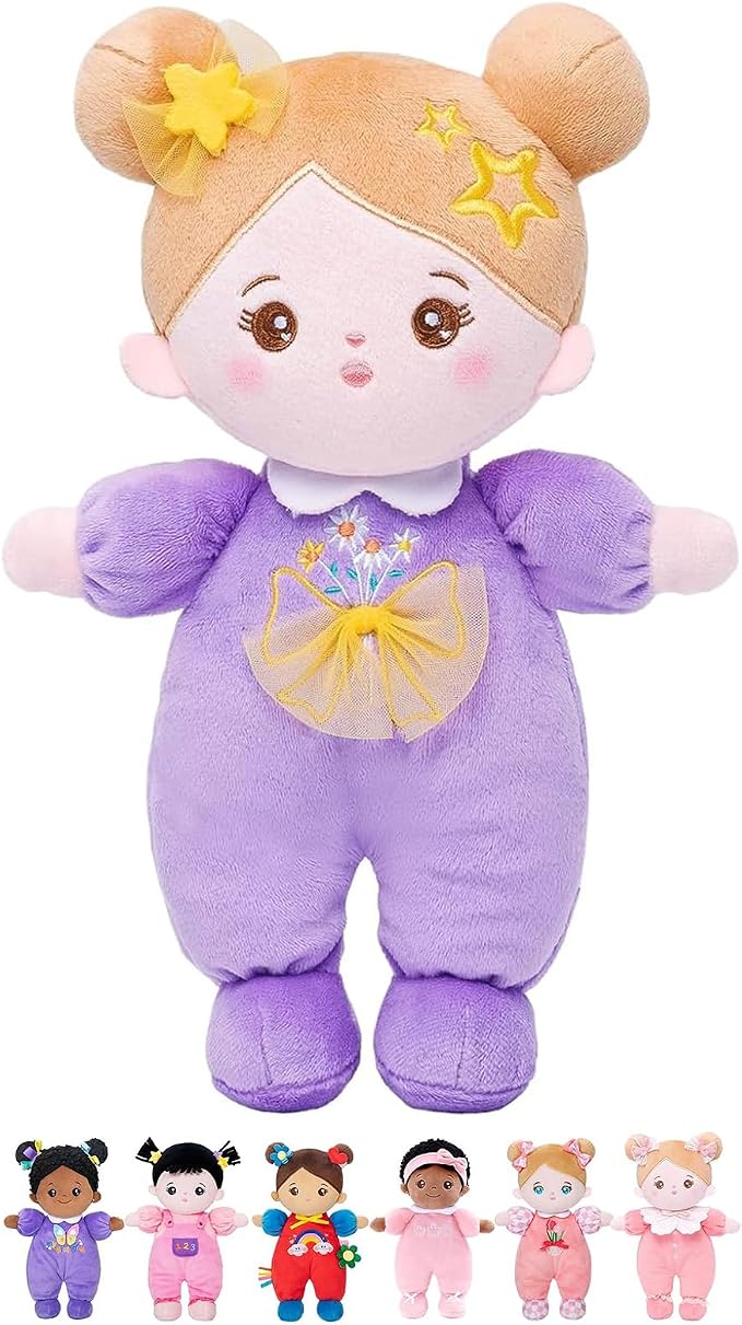 OUOZZZ Soft Baby Doll 10" - First Birthday Toys for 1 Year Old Girl, Ideal 1 Year Old Girl Gifts & Baby Girl Gifts, Snuggle Buddy for Infants Daisy Purple