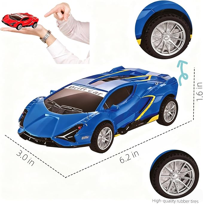 Inertia Drift Car Toy for Kids 3-6 Year Boys and Girls Model Vehicle,2 Pack Push Go Friction Powered Vehicles Stunt Cars, Toddler Car for Kids Aged 3+ Gifts
