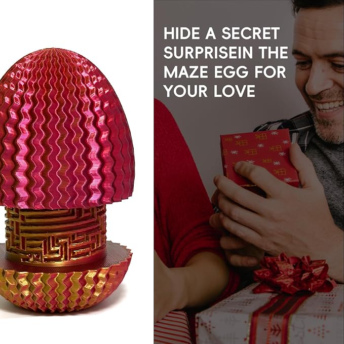 Money Puzzle Box for Cash Gift Card Holder - Reusable Secret Safe with 4 Unique Maze Egg Designs, 3D Printed Brain Teaser Game for Teens Adults, Easter Birthday Christmas Stocking Stuffer