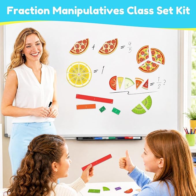 Magnetic Fraction Playbook for Kids – Magnetic Fraction Tiles & Montessori Fraction Demonstration Book, Hands-On Educational Puzzle Learning Set for Home, Elementary Classroom & Homeschool