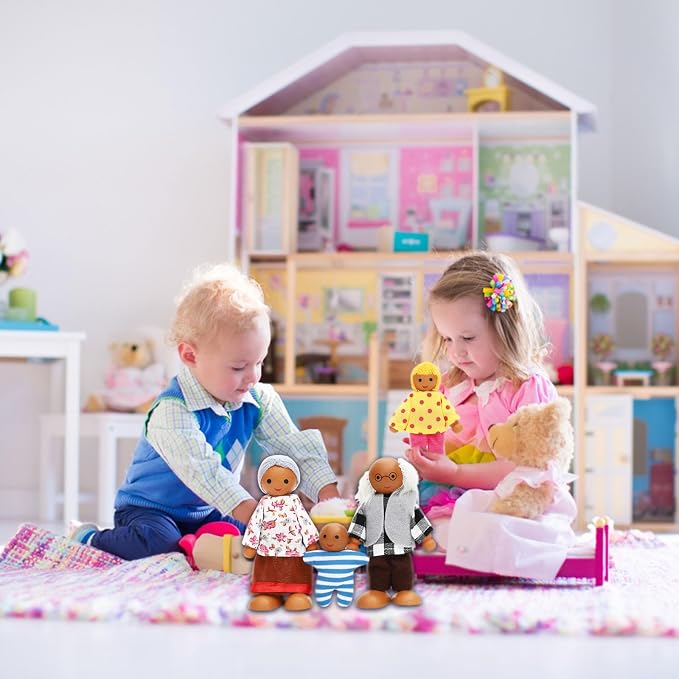 ONEST 11 Pieces Wooden Dollhouse Family Set Mini People Figures Sets Dollhouse Dolls Wooden Doll Family Pretend Play Figures Accessories for Pretend Doll House Toy