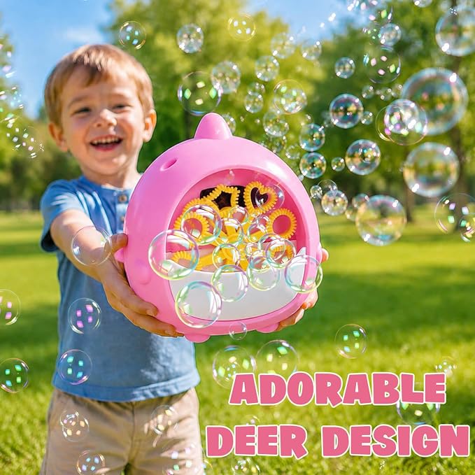 Aooess Shark Bubble Machine for Kids Age 4-8: Automatic Bubble Blower Machine Toy Cute Animal Bubble Maker Toy for Toddlers Boys Girls Age 3+, Summer Outdoor Party Birthday Gift, Pink